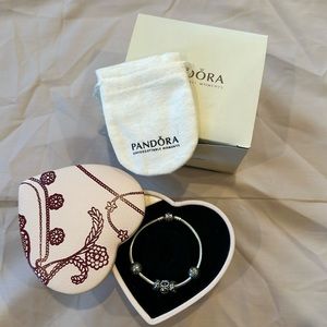 Pandora unforgettable moments silver bracelet and leather jewelry box - NWB